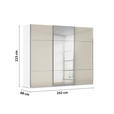 SCHWEBETÜRENSCHRANK 242/223/68 cm 3-türig Weiß, Champagner  - Chromfarben/Champagner, KONVENTIONELL, Glas/Holzwerkstoff (242/223/68cm) - Novel