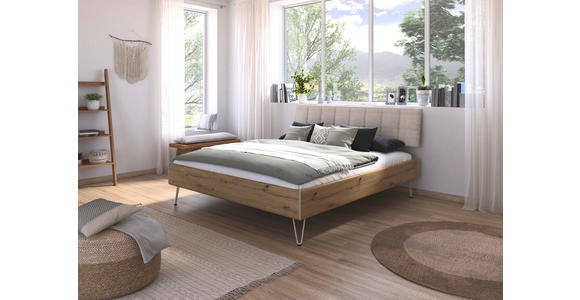 BETT 180/200 cm  in Eiche Artisan  - Champagner/Eiche Artisan, Design, Holzwerkstoff/Textil (180/200cm) - Carryhome