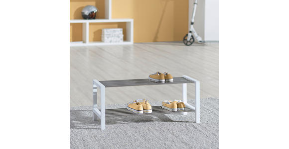 SCHUHREGAL 81/34/34 cm - Edelstahlfarben/Weiß, Basics, Holzwerkstoff/Metall (81/34/34cm) - Carryhome