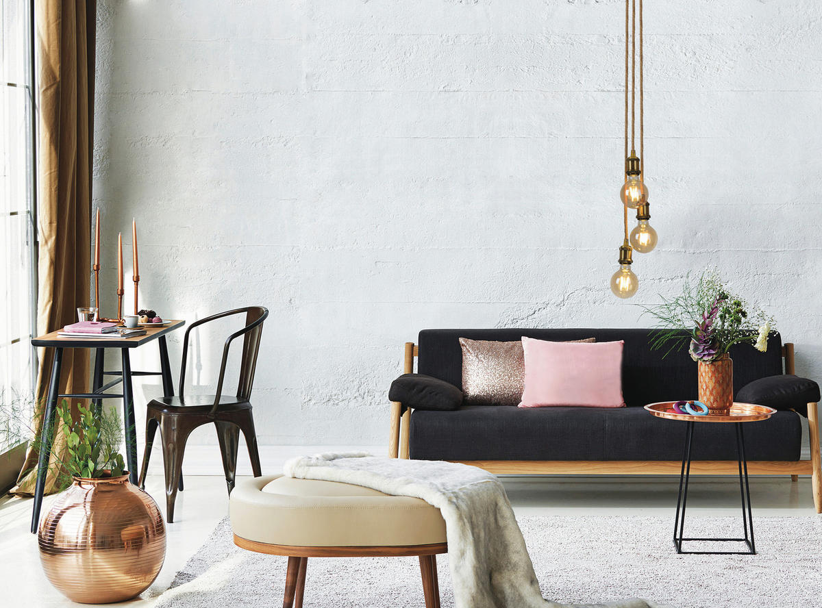 HÄNGELEUCHTE 17/17/87,5 cm  - Messingfarben/Naturfarben, Design, Naturmaterialien/Metall (17/17/87,5cm) - Näve