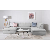 WOHNLANDSCHAFT Ramzes Hellgrau  - Hellgrau/Grau, Design, Textil/Metall (173/328/215cm) - MID.YOU