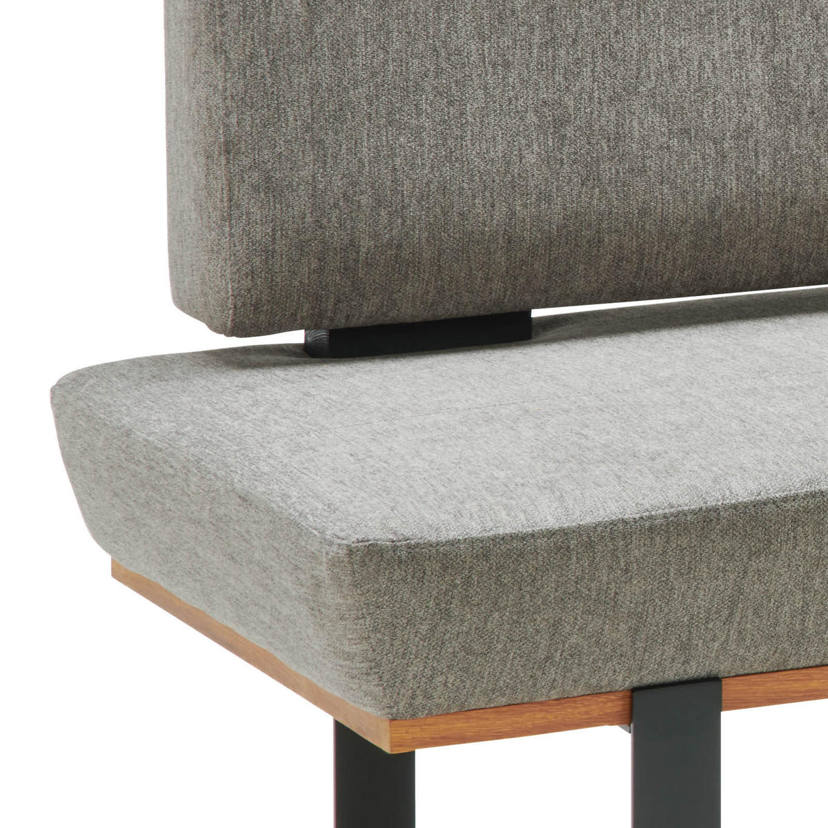 SITZBANK 130/48/90 cm Webstoff Grau Eiche vollmassiv  - Schwarz/Grau, MODERN, Holz/Textil (130/48/90cm) - Livetastic