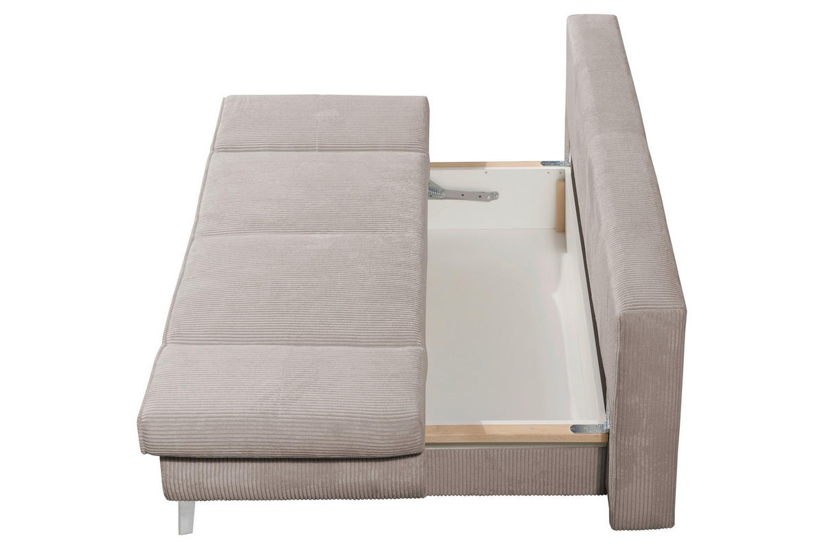 SCHLAFSOFA in Cord Beige  - Chromfarben/Beige, Design, Textil/Metall (200/85/90cm) - Xora