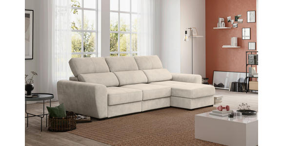 ECKSOFA Naturfarben Mikrofaser - Schwarz/Naturfarben, KONVENTIONELL, Kunststoff/Textil (285/177cm) - Carryhome