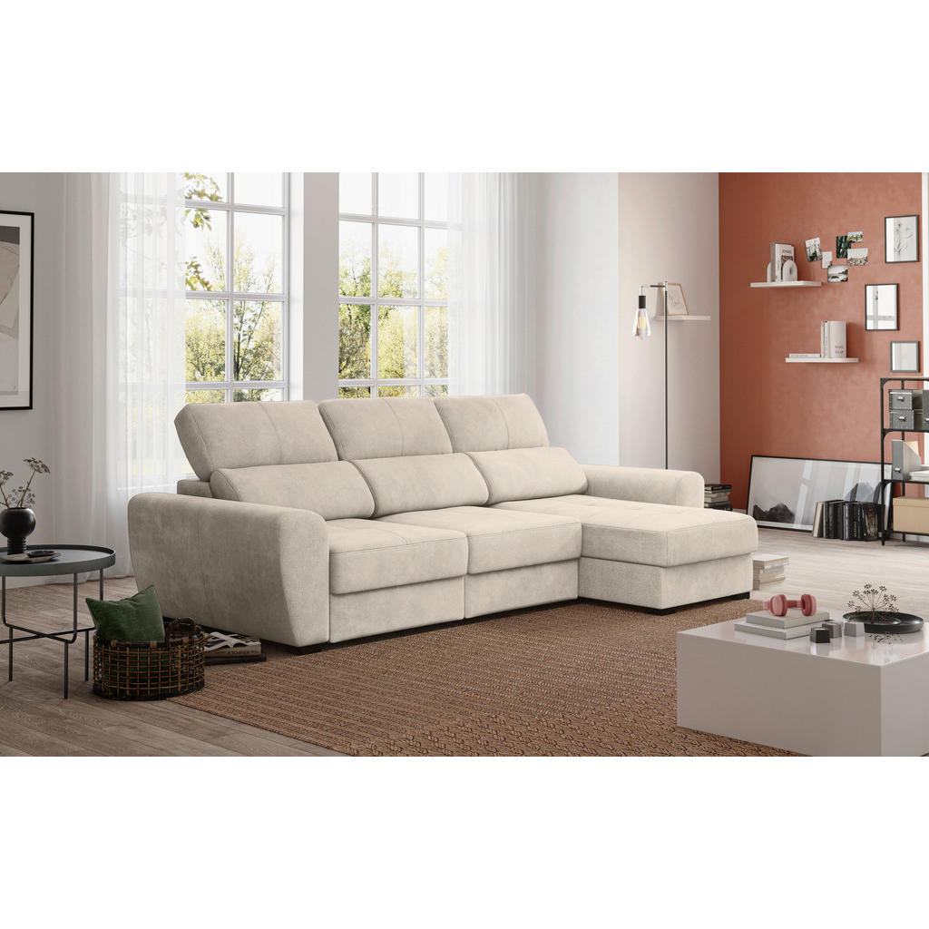 Thumbnail - Carryhome Ecksofa, Natur, Textil, 4-Sitzer, Ottomane rechts, seitenverkehrt montierbar, L-Form, 285x177 cm, Made in EU, ...