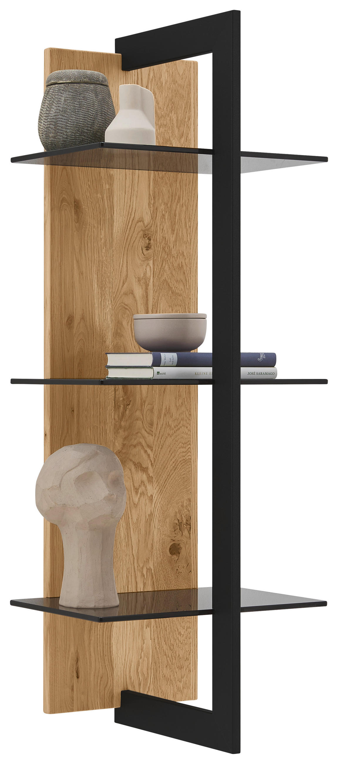 WANDREGAL  38,4/115,2/33 cm  - Eichefarben/Graphitfarben, Natur, Glas/Holz (38,4/115,2/33cm) - Valdera