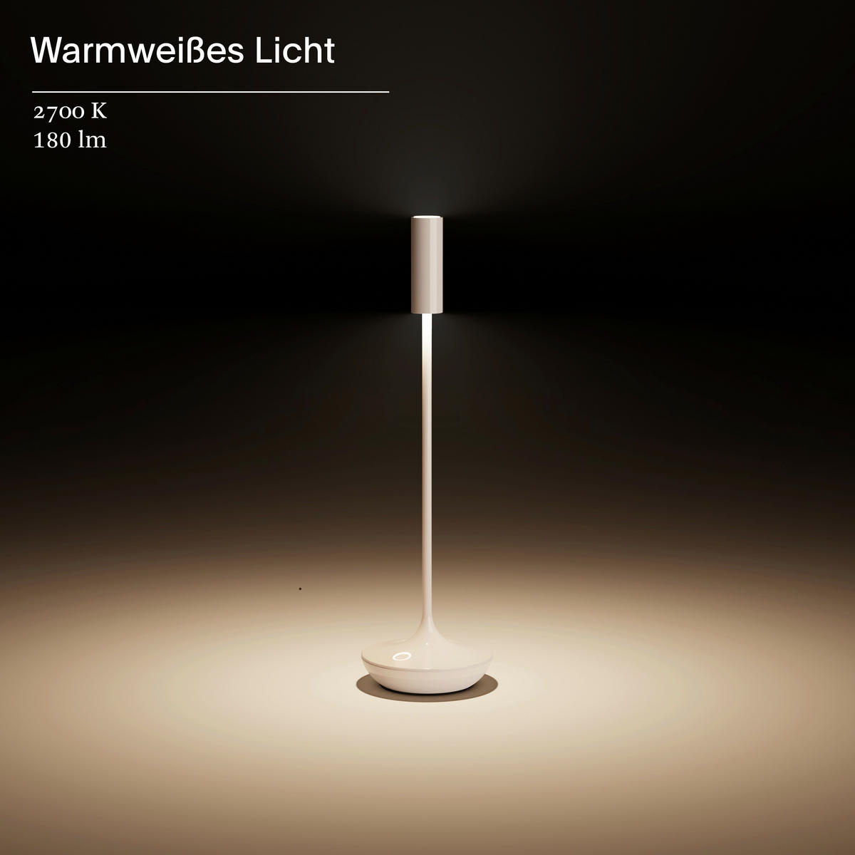 AKKU-TISCHLEUCHTE Nucandle 8,5/8,5/30 cm   - Schwarz Hochglanz/Kupferfarben, Design, Metall (8,5/8,5/30cm)