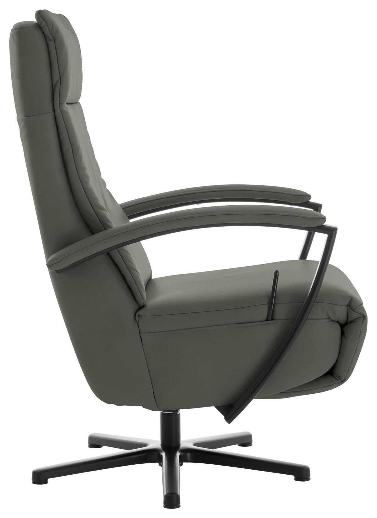 RELAXSESSEL in Leder Grau  - Schwarz/Grau, Design, Leder/Metall (76/112/83cm) - Beldomo Speed