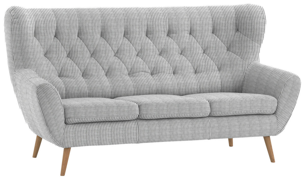 3-SITZER-SOFA in Cord Hellgrau  - Hellgrau, Design, Holz/Textil (187/101/95cm) - Stylife