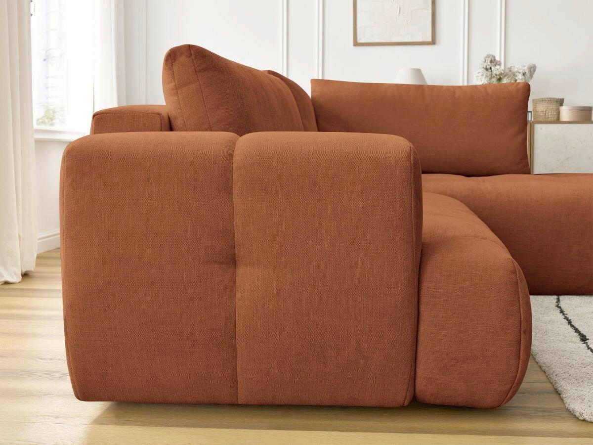 ECKSCHLAFSOFA FUJI Leinenoptik Orange  inkl.  - Schwarz/Orange, MODERN, Kunststoff/Textil (282/204cm)