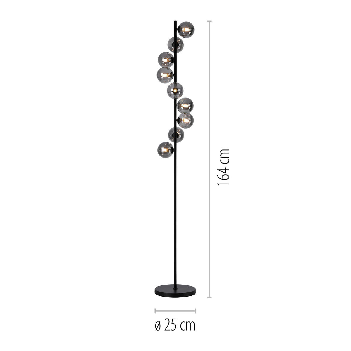 LED-STEHLEUCHTE SW DUBAI 25/25/164 cm   - Schwarz, Design, Glas/Kunststoff (25/25/164cm) - Schöner Wohnen