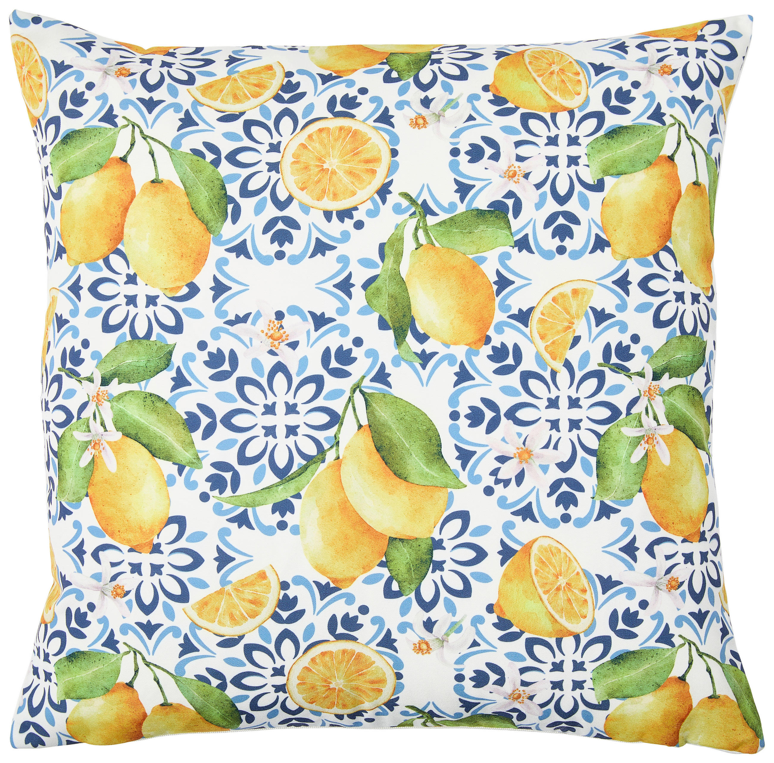 KISSENHÜLLE LEMONS 45/45 cm  - Gelb/Weiß, Natur, Textil (45/45cm) - Esposa