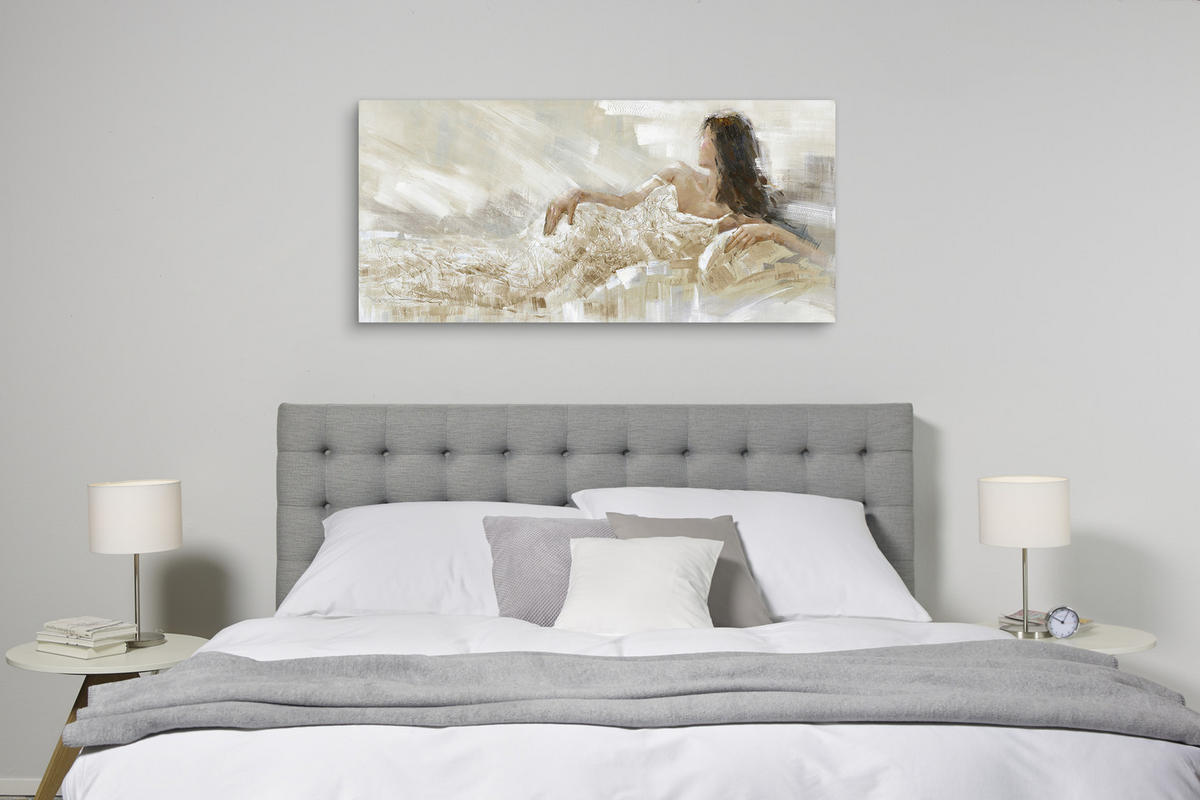 OLEJOMAĽBA, ženy, 150/70 cm  - hnedá/sivá, Konventionell, drevo/textil (150/70cm) - Monee