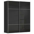 SCHWEBETÜRENSCHRANK 181/223/67 cm 2-türig Schwarz  - Alufarben/Schwarz, KONVENTIONELL, Glas/Holzwerkstoff (181/223/67cm) - Novel