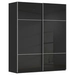 SCHWEBETÜRENSCHRANK 181/223/67 cm 2-türig Schwarz  - Alufarben/Schwarz, KONVENTIONELL, Glas/Holzwerkstoff (181/223/67cm) - Novel