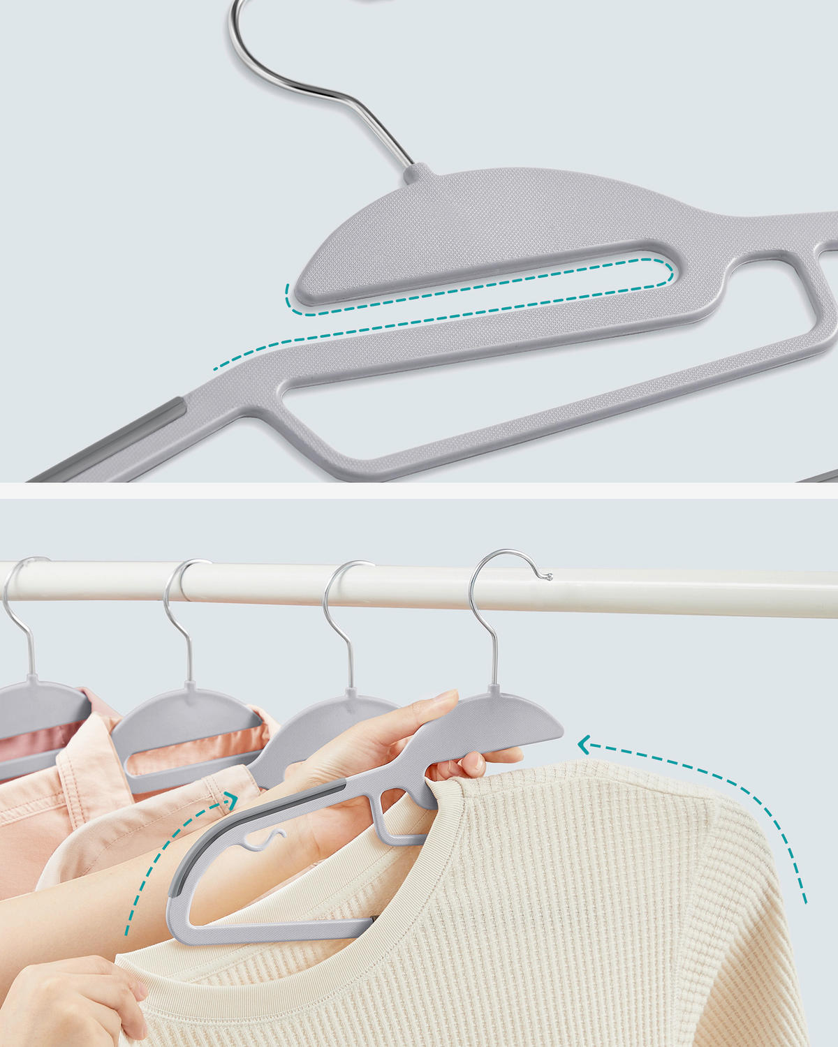 KLEIDERBÜGELSET 41,5 cm Metall, Kunststoff  - Grau, Basics, Kunststoff/Metall (41,5cm)