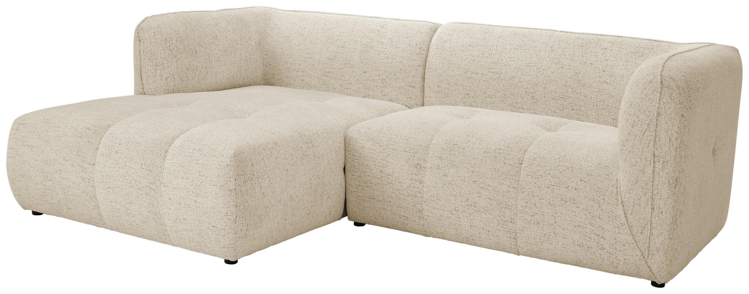 ECKSOFA Sandfarben Chenille  - Sandfarben/Schwarz, KONVENTIONELL, Kunststoff/Textil (164/255cm) - Ambia Home