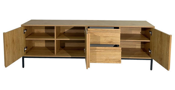 LOWBOARD WABI  in 180/60,5/40 cm  - Eichefarben/Schwarz, Design, Holz/Holzwerkstoff (180/60,5/40cm) - Xora