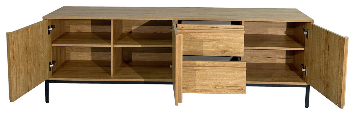 LOWBOARD WABI  in 180/60,5/40 cm  - Eichefarben/Schwarz, Design, Holz/Holzwerkstoff (180/60,5/40cm) - Xora