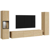 WOHNWAND Berlin 3-teilig  in Eichefarben  240/130/31 cm LED-Leuchtmittel   - Eichefarben/Grau, Design, Glas/Holzwerkstoff (240/130/31cm) - P & B