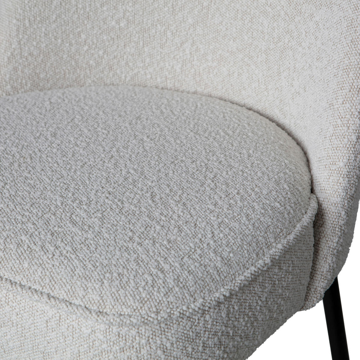 STUHL-SET 2 Stück  in Bouclé  - Schwarz/Naturfarben, MODERN, Textil/Metall (50/83/57cm) - Livetastic