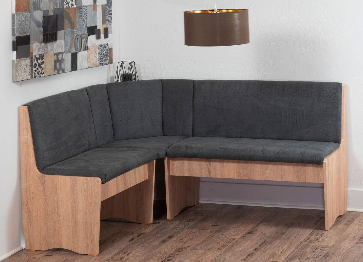 ECKBANKGRUPPE Mikrofaser Grau, Sonoma Eiche  - Grau/Sonoma Eiche, KONVENTIONELL, Holz/Textil (165/89/125cm) - MID.YOU