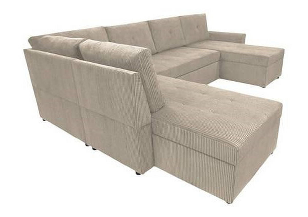 WOHNLANDSCHAFT in Cord Taupe  - Taupe/Schwarz, Design, Kunststoff/Textil (212/297/155cm) - MID.YOU