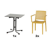 GARTENGARNITUR 3-teilig Stahl 3-teilig  - Anthrazit/Gelb, Basics, Kunststoff/Metall (57/80/56cm) - Siena Garden