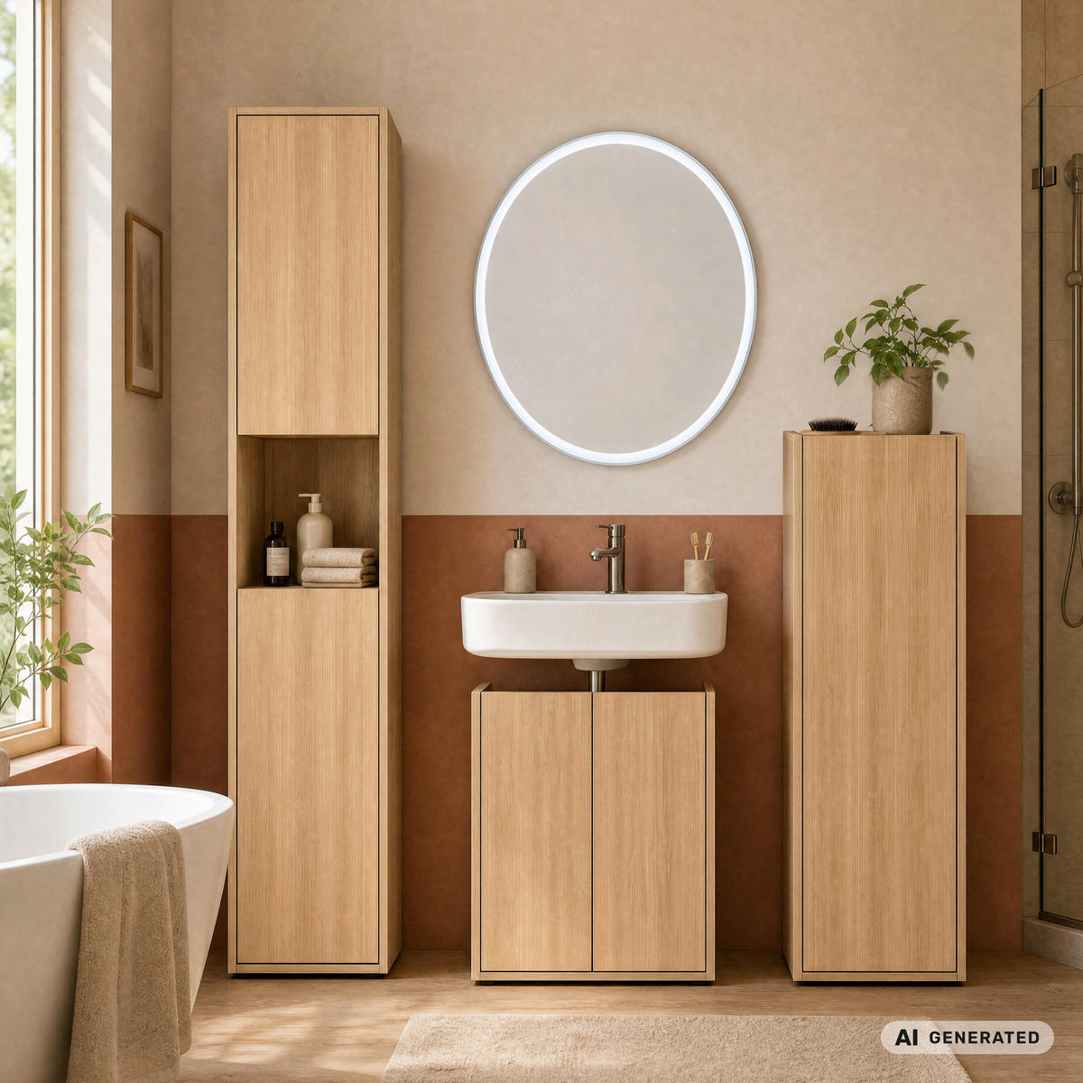 HOCHSCHRANK 42/197/33 cm  - Eichefarben/Schwarz, Trend, Holzwerkstoff/Kunststoff (42/197/33cm) - MID.YOU