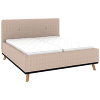 POLSTERBETT 180/200 cm,  in Taupe, Matratze, Lattenrost, Bettkasten, H2 + H2 = mittel  - Taupe/Eichefarben, Design, Holz/Textil (180/200cm) - Musterring