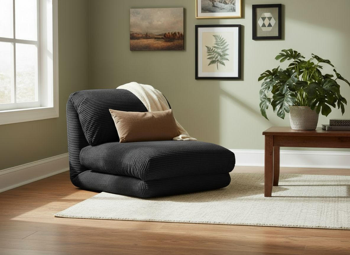 SCHLAFSESSEL Cord Schwarz    - Schwarz, Design, Textil/Metall (82/58/78cm) - Livetastic