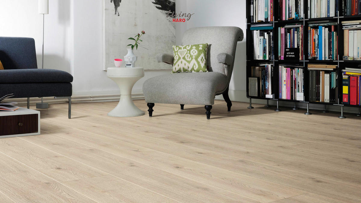 LAMINATBODEN  per  m² - Eichefarben/Weiß, Natur, Holzwerkstoff (220/24,3/0,8cm) - Living by HARO