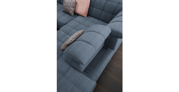 ECKSOFA in Webstoff Blau  - Blau/Schwarz, Design, Holz/Textil (302/216cm) - Xora