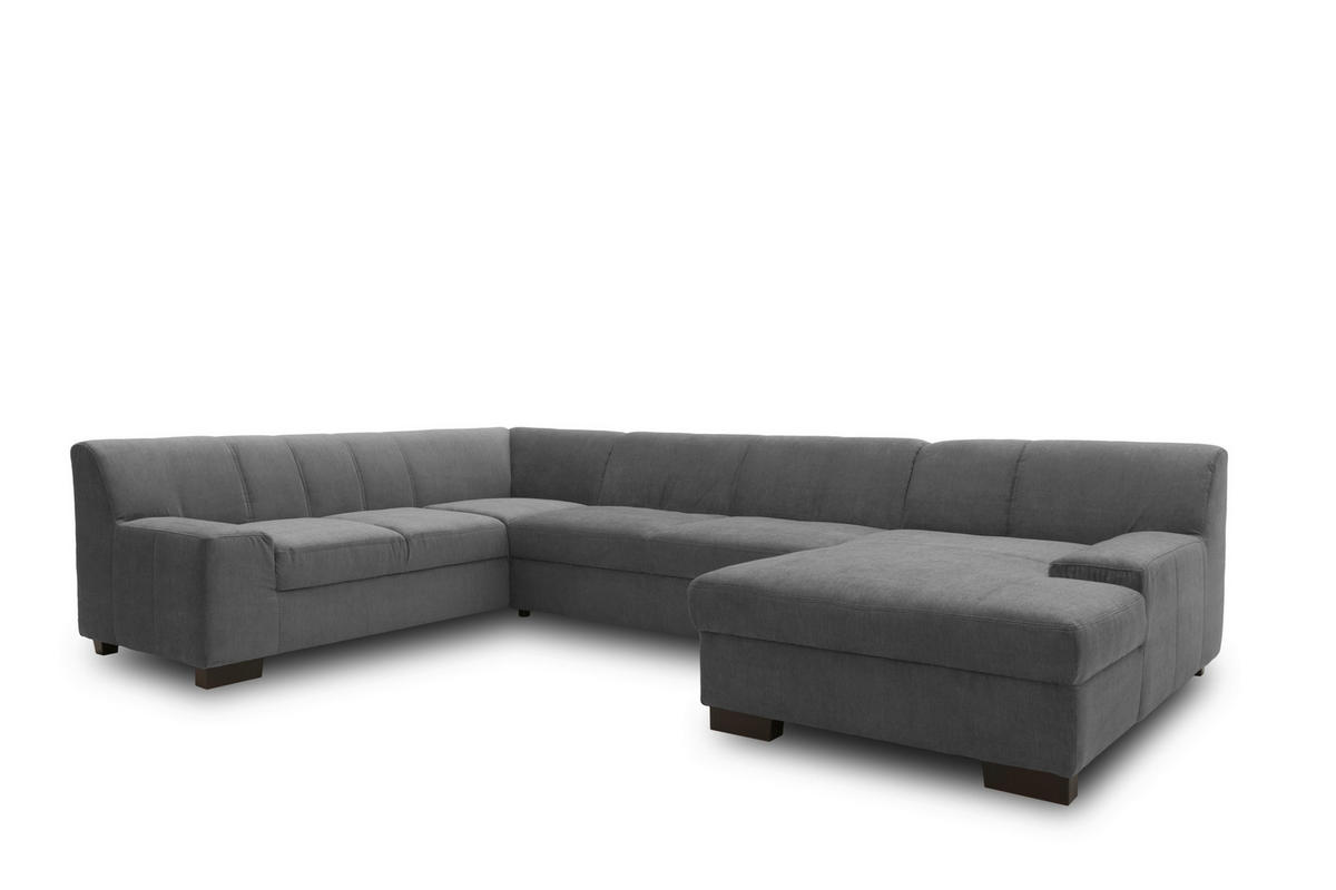 WOHNLANDSCHAFT Anthrazit Webstoff  - Wengefarben/Anthrazit, Design, Holz/Textil (212/328/153cm) - MID.YOU