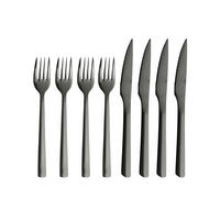 BESTECKSET RAW 8-teilig Edelstahl  - Schwarz, Basics, Metall (26,3/19,2/3,45cm)