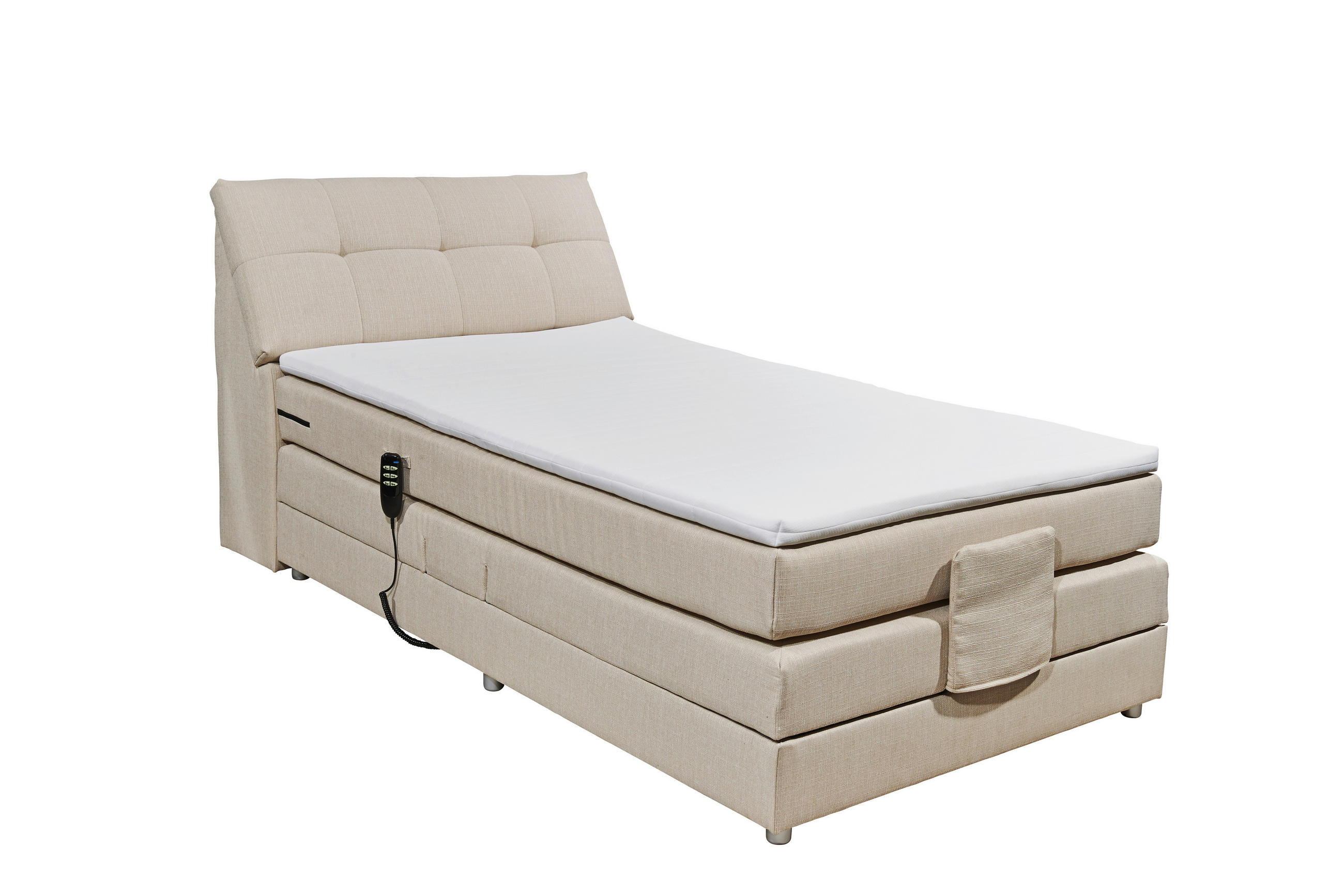 BOXSPRINGBETT 120/200 cm in Creme - Silberfarben/Creme, Design, Kunststoff/Textil (120/200cm) - Esposa