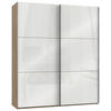 SCHWEBETÜRENSCHRANK  in Weiß, Eichefarben  - Chromfarben/Eichefarben, MODERN, Holzwerkstoff (200/236/65cm) - MID.YOU