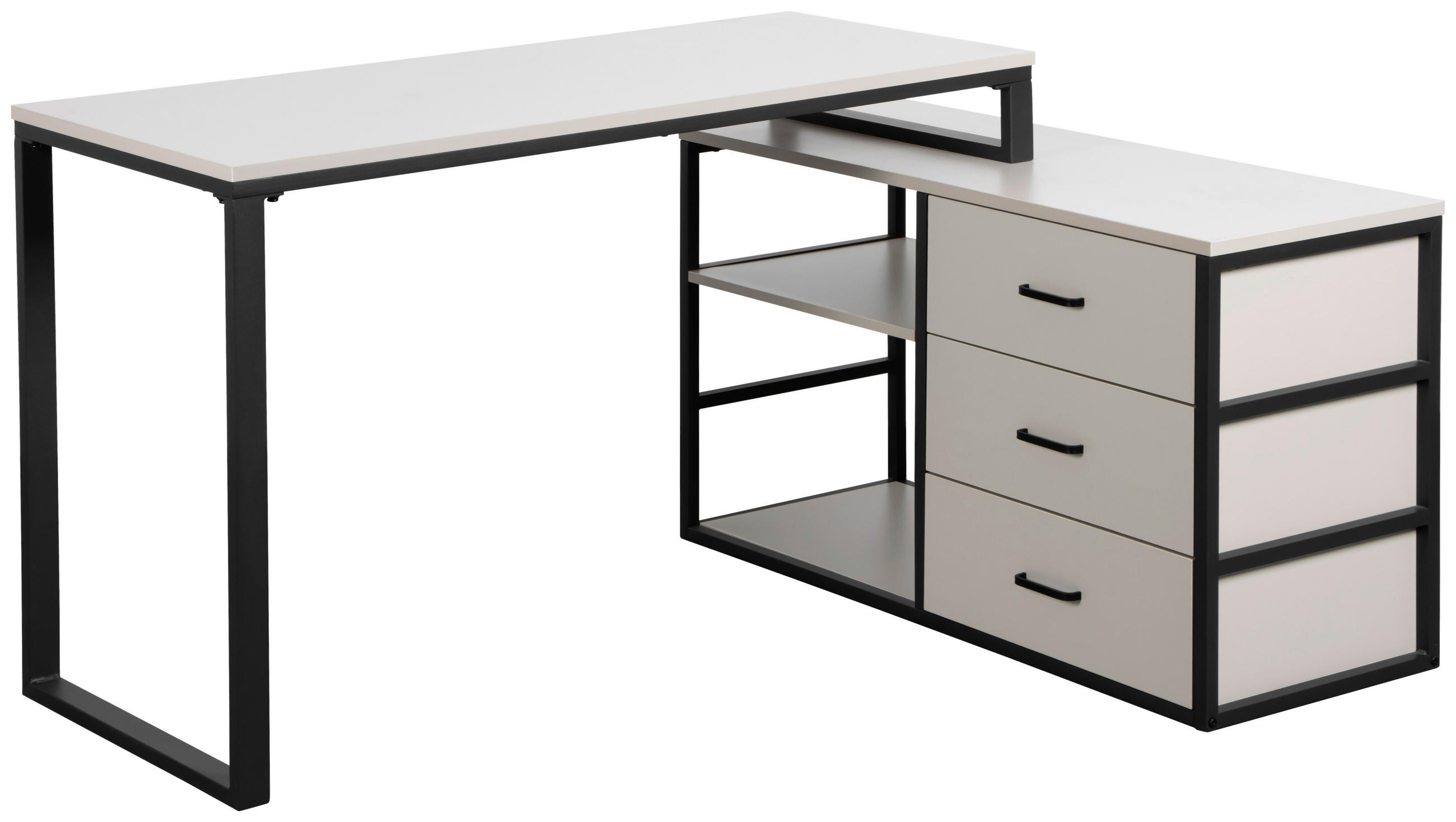 SAROKÍRÓASZTAL  - kasmírszínű/fekete, Modern, faalapú anyag/fém (140/100/75cm) - Livetastic