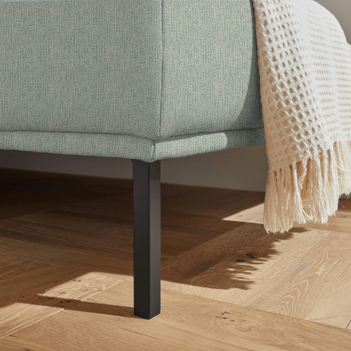 ECKSOFA Flachgewebe Platinfarben  - Platinfarben/Schwarz, Design, Textil/Metall (308/270cm) - Pure Home Lifestyle