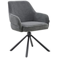 ARMLEHNSTUHL  Sitzfläche 360° drehbar, automatische Rückholfunktion Webstoff  - Dunkelgrau/Schwarz, Design, Textil/Metall (62/86/65cm) - Carryhome