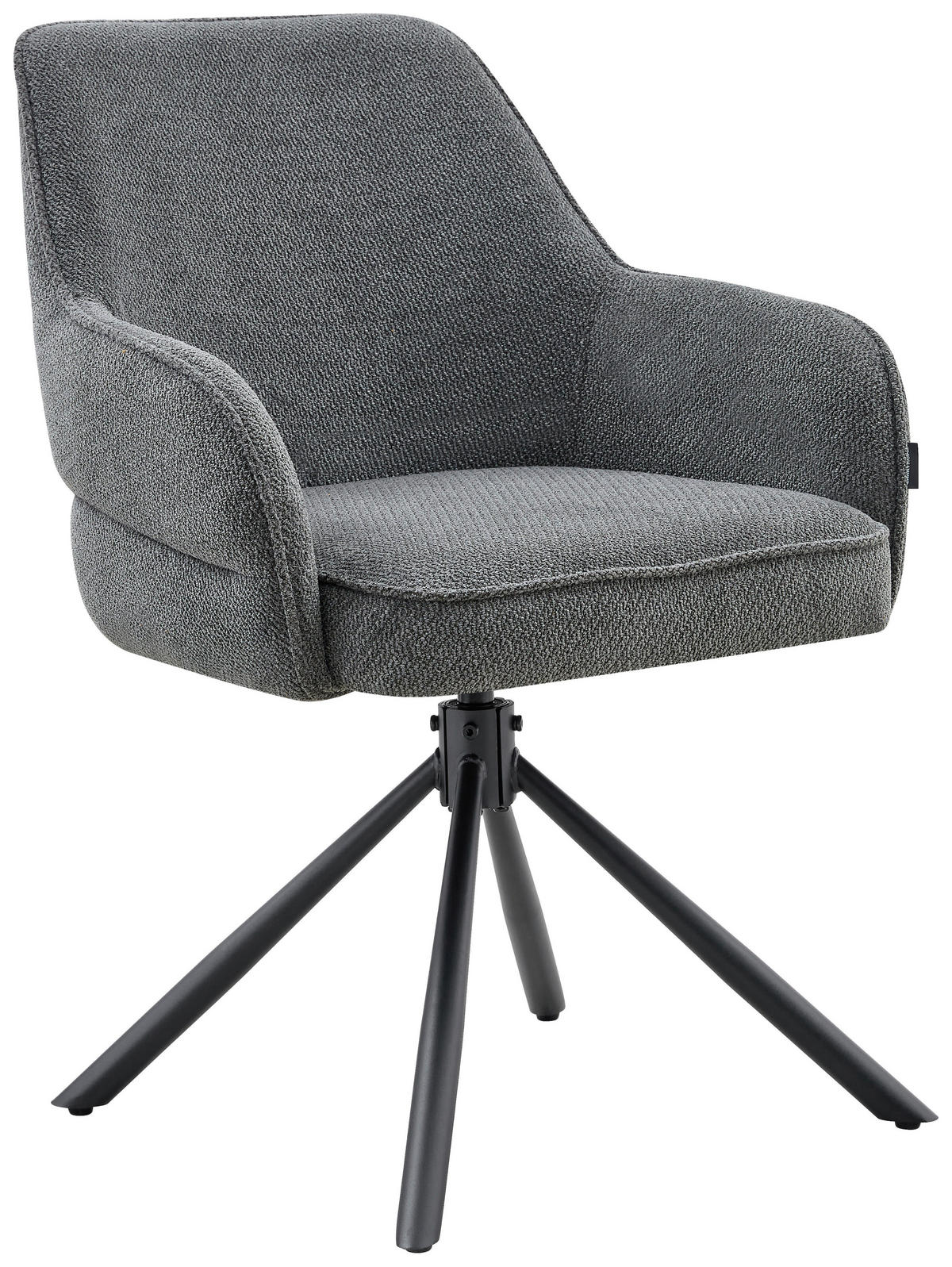 ARMLEHNSTUHL  Sitzfläche 360° drehbar, automatische Rückholfunktion Webstoff  - Dunkelgrau/Schwarz, Design, Textil/Metall (62/86/65cm) - Carryhome