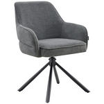 ARMLEHNSTUHL  Sitzfläche 360° drehbar, automatische Rückholfunktion Webstoff  - Dunkelgrau/Schwarz, Design, Textil/Metall (62/86/65cm) - Carryhome