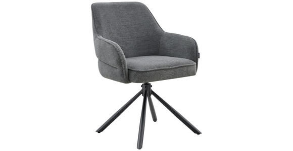 ARMLEHNSTUHL  Sitzfläche 360° drehbar, automatische Rückholfunktion Webstoff  Schwarz, Dunkelgrau  - Dunkelgrau/Schwarz, Design, Textil/Metall (62/86/65cm) - Carryhome