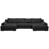 WOHNLANDSCHAFT Schwarz Cord  - Chromfarben/Schwarz, KONVENTIONELL, Kunststoff/Textil (180/376/180cm) - Carryhome