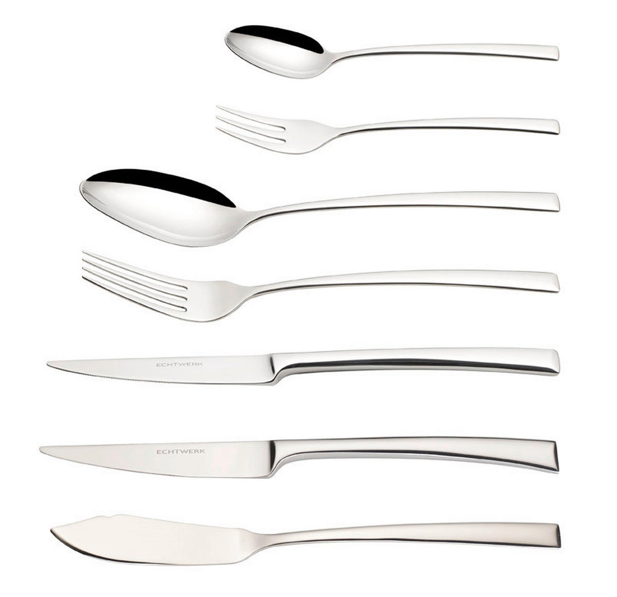 BESTECKSET 42-teilig Edelstahl  - Silberfarben/Silbereichenfarben, Trend, Metall - Echtwerk