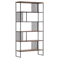 REGAL Schwarz, Akaziefarben  100/200/35 cm  - Schwarz/Akaziefarben, Trend, Holz/Metall (100/200/35cm) - Carryhome