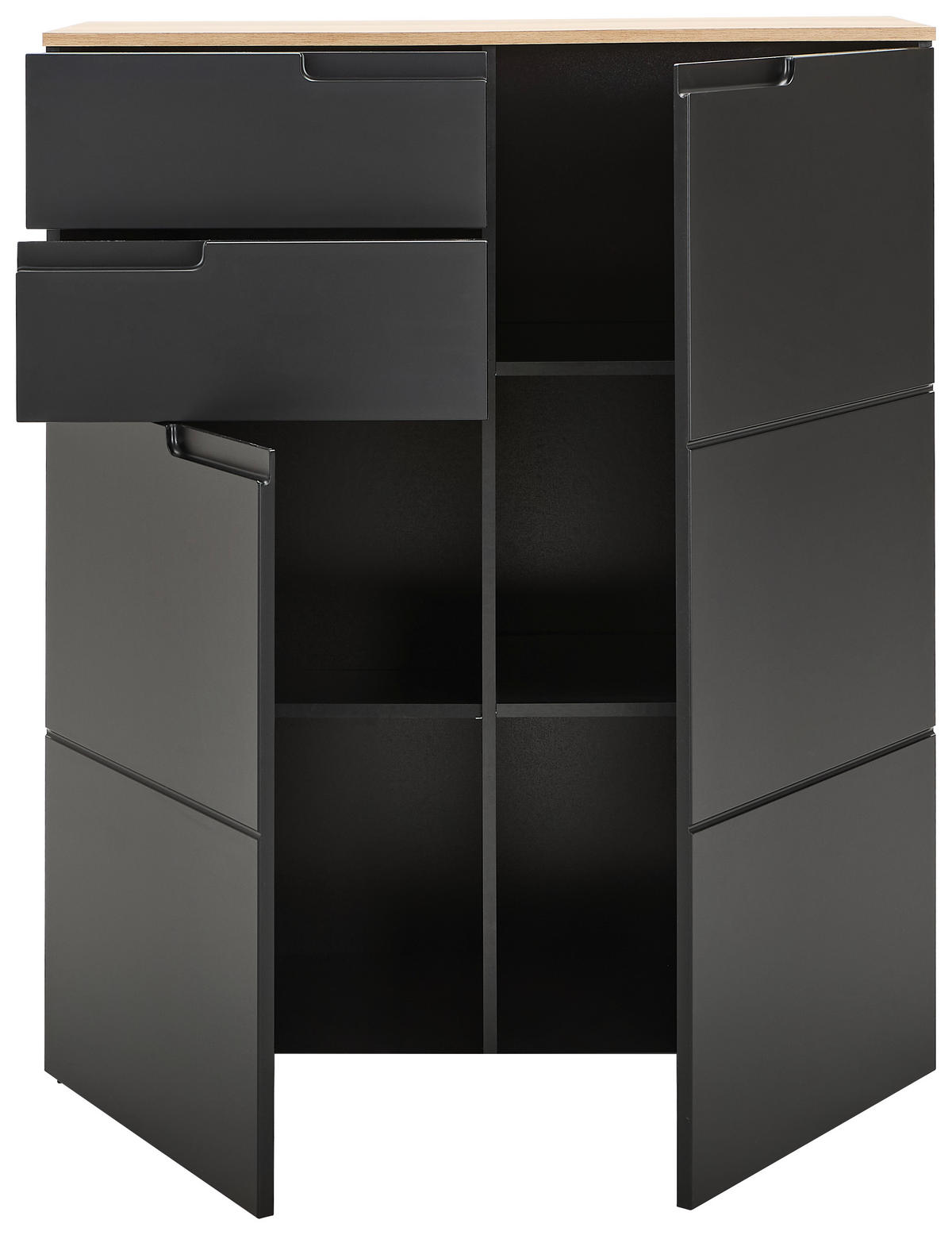 KOMMODE Swim, 100/119/40 cm, 2 Schublade(n)  - Eichefarben/Schwarz, Design, Holzwerkstoff/Kunststoff (100/119/40cm) - MID.YOU