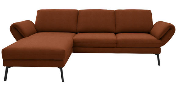 ECKSOFA  in Flachgewebe Kupferfarben Armteilverstellung, Relaxfunktion, Drehsitzfunktion  175-224/255-365 cm  - Schwarz/Kupferfarben, Design, Textil/Metall (175-224/255-365cm) - Dieter Knoll