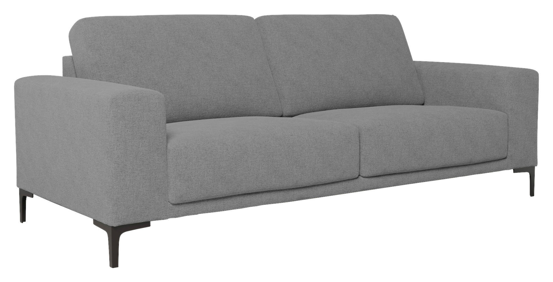 3-SITS SOFFA i flatväv grå  - svart/grå, Klassisk, metall/trä (224/85/88cm) - Carryhome