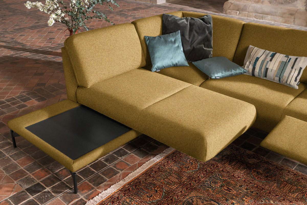 ECKSOFA in Flachgewebe, Struktur Gelb, Grün  230/254 cm  - Anthrazit/Gelb, Design, Textil/Metall (230/254cm) - Johann Jakob